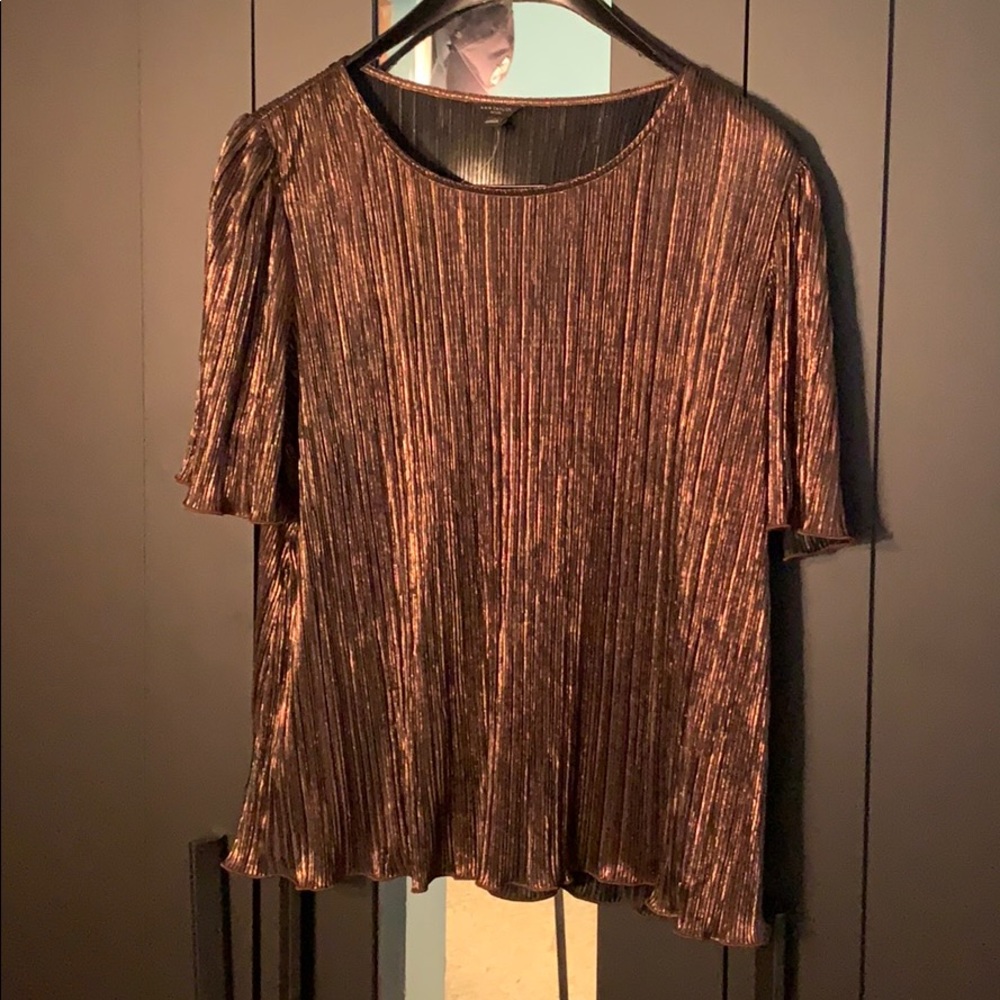 Ann Taylor Textured Copper Metallic Shirt